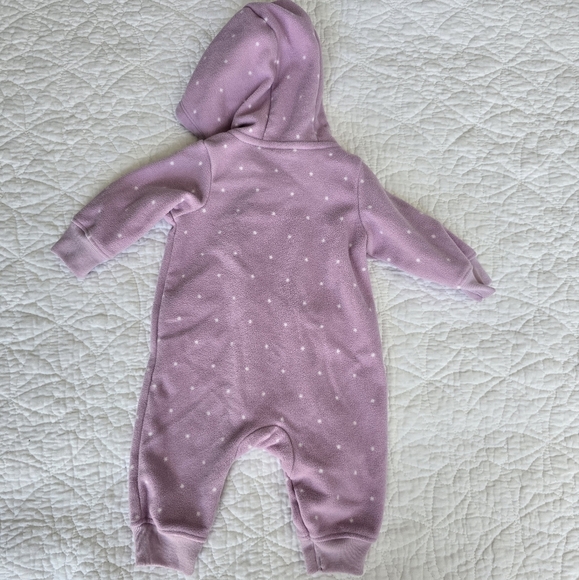 Carter's Newborn Fleece Footless One Piece Purple Polkadot NB - Picture 5 of 6